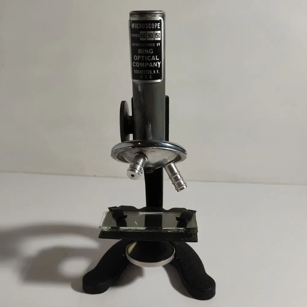 Vintage Ring Optical Company Power 60-90-150 Microscope Rochester, N.Y. U.S.A.